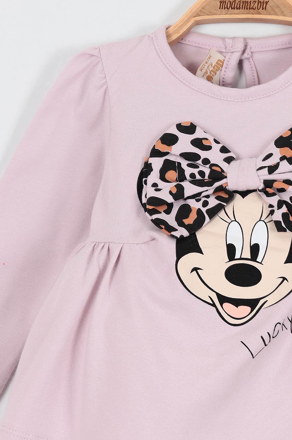 Lila (9-36 Ay) Fiyonk Motifli Fare Baskılı Leoparlı Kız Bebe Takım 198434