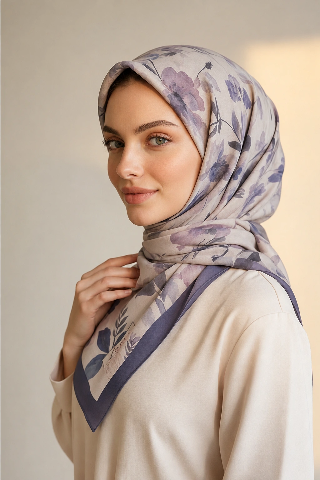 Lila 90x90 Cm Dijital Baskılı Rosalie Desen Soft Eşarp 498545