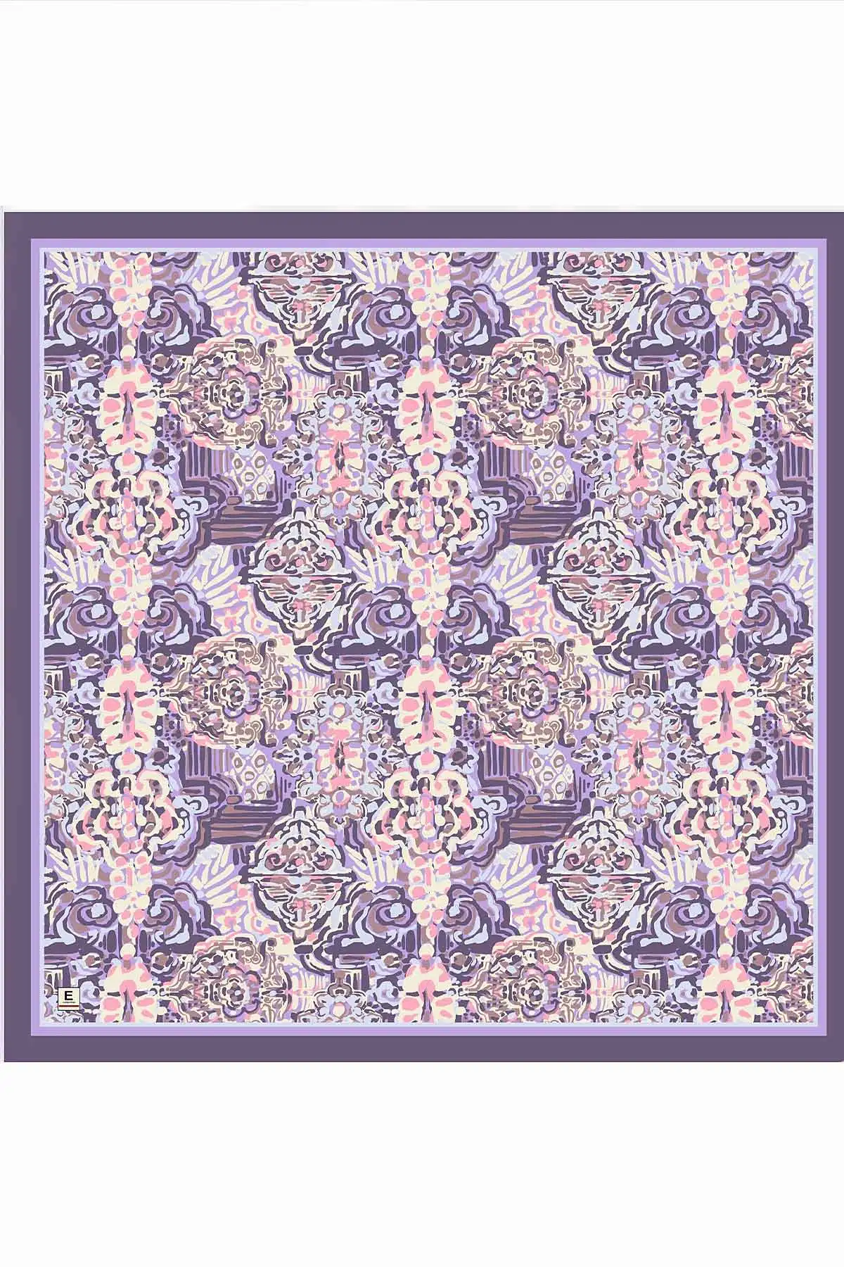 Lila 95x95 Cm Dijital Baskılı Valencia Desen Soft Eşarp 473343