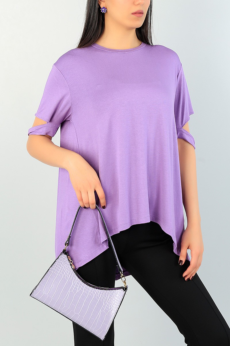 Lila Asimetrik Kesim Bluz 68661