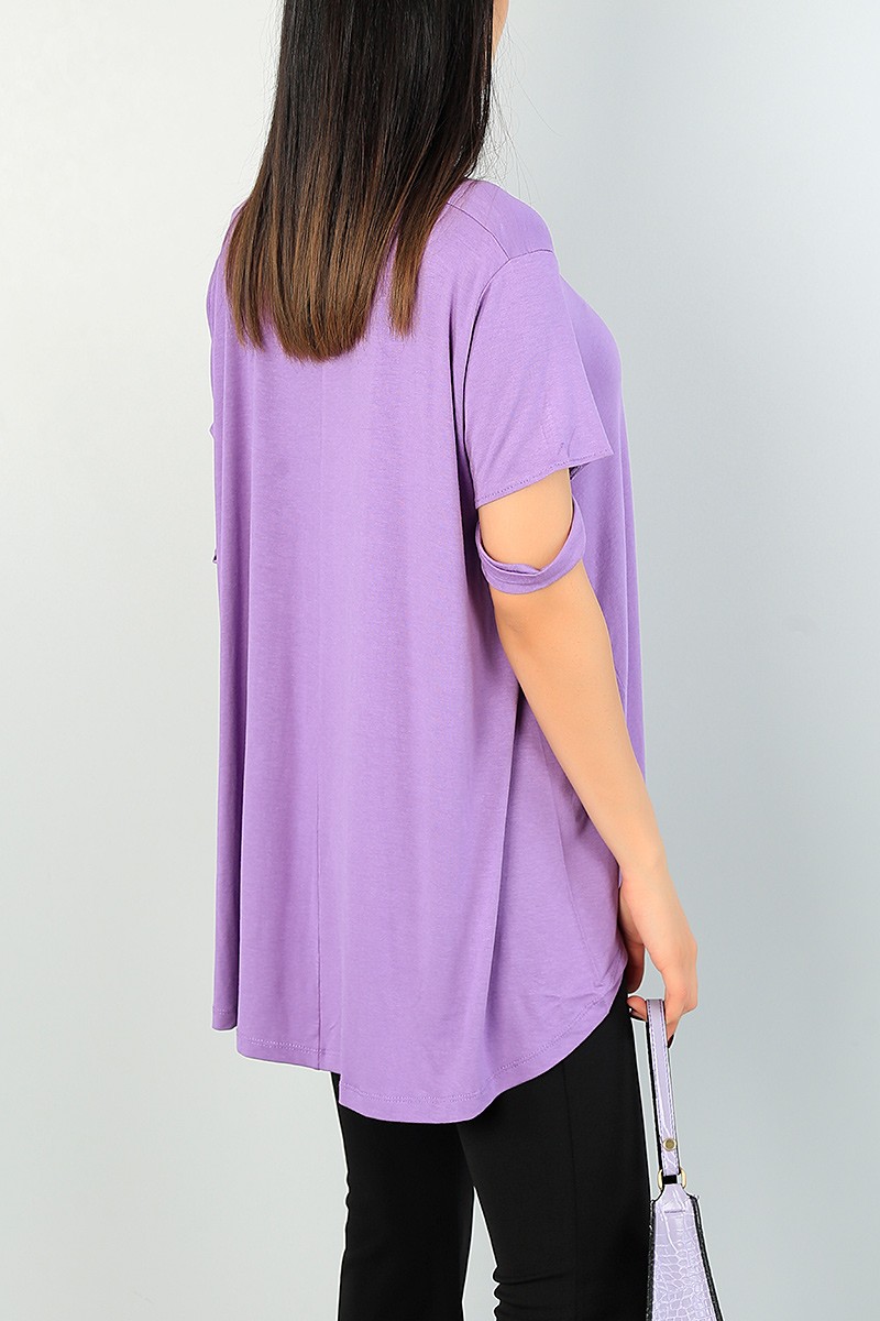 Lila Asimetrik Kesim Bluz 68661