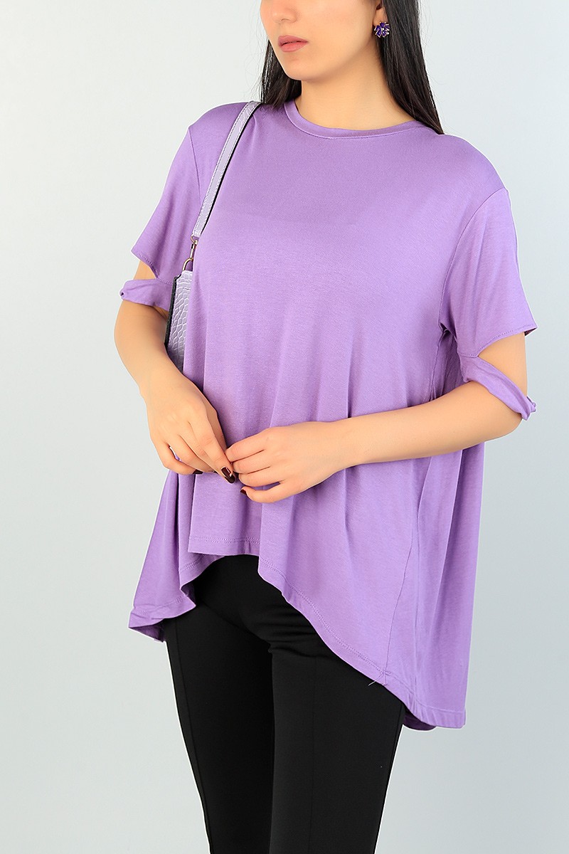 Lila Asimetrik Kesim Bluz 68661