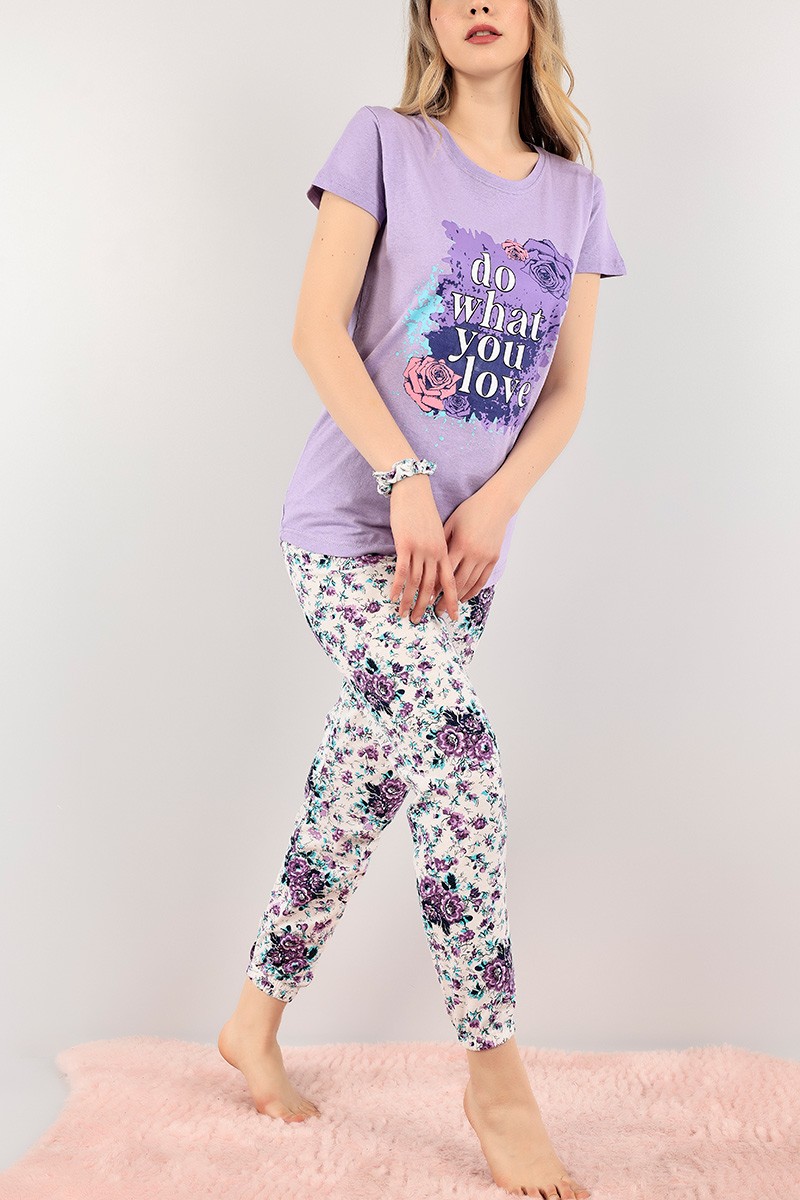 Lila Baskılı Bayan Pijama Takımı 108495