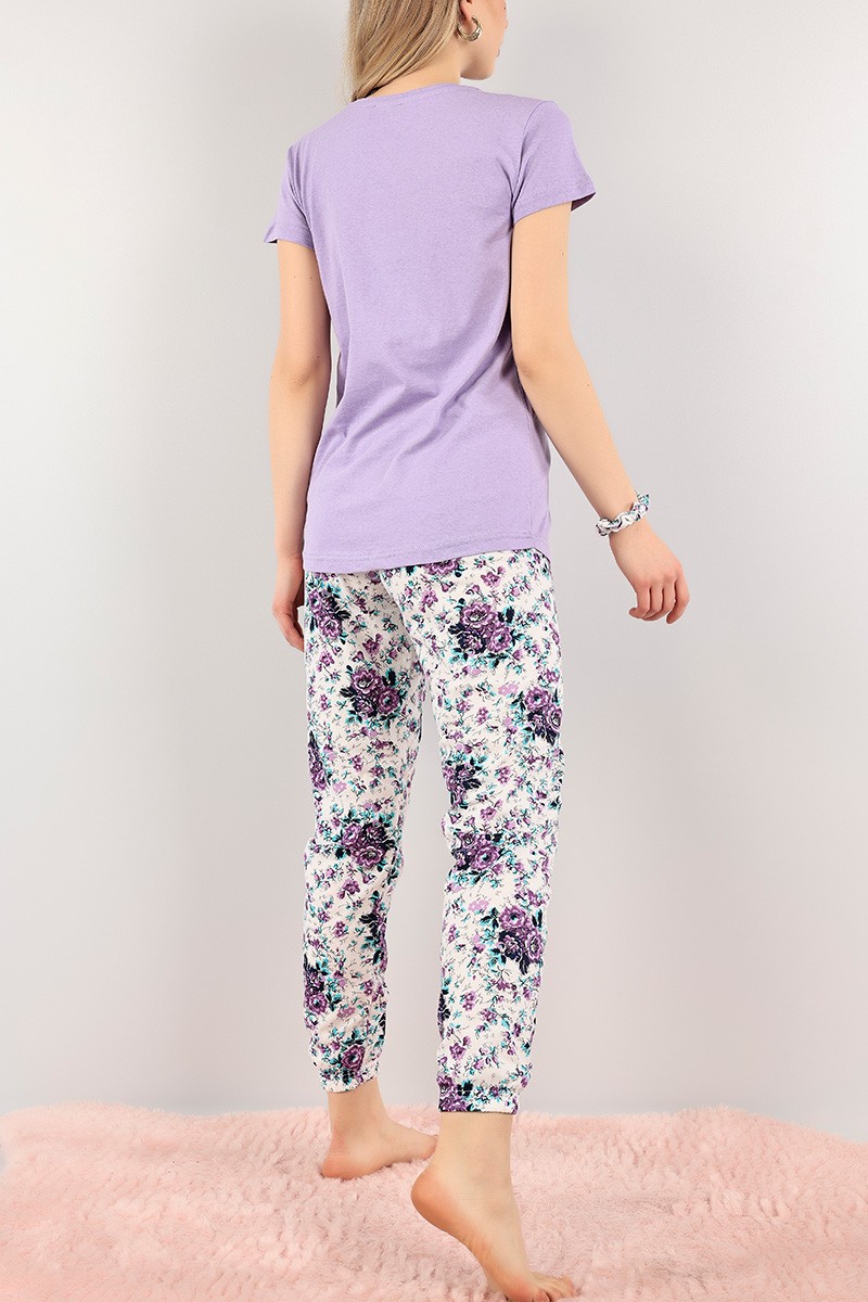 Lila Baskılı Bayan Pijama Takımı 108495