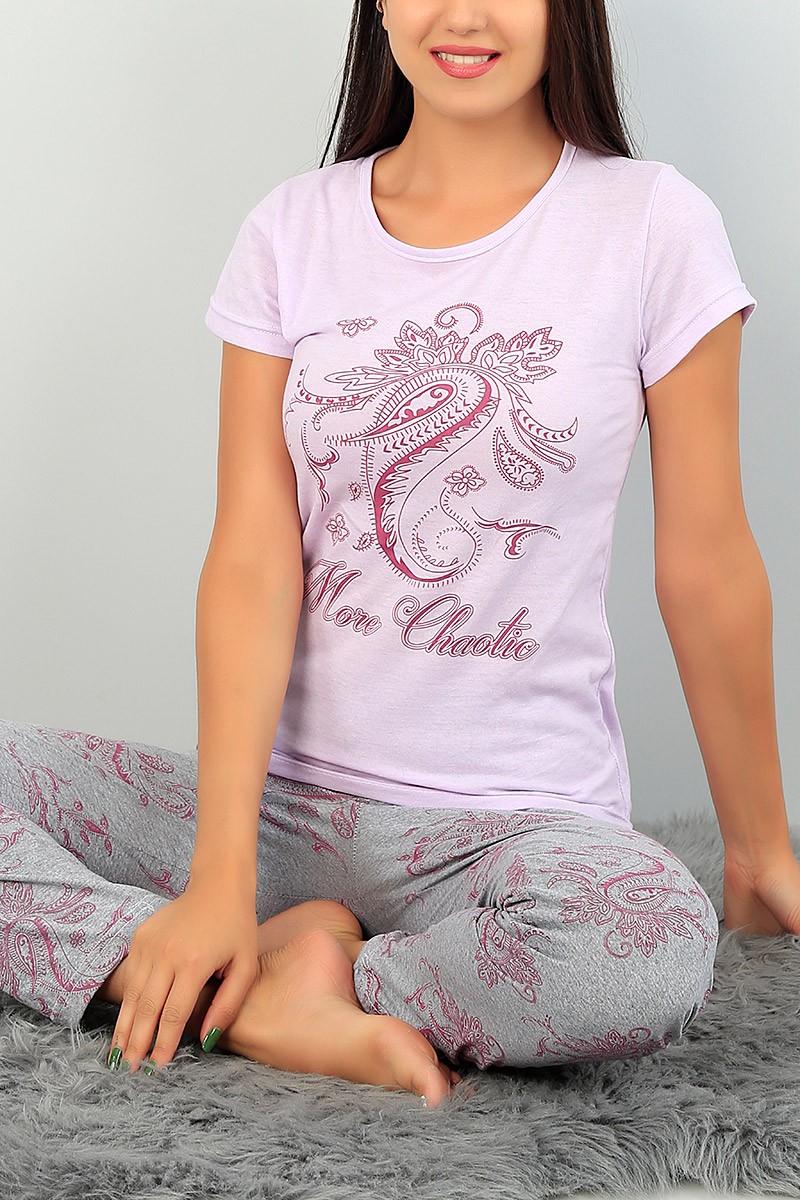 Lila Baskılı Bayan Pijama Takımı 73475
