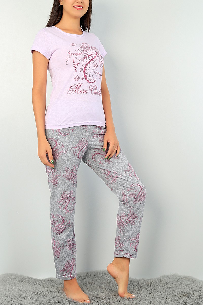 Lila Baskılı Bayan Pijama Takımı 73475