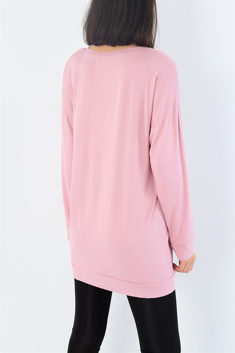 Lila Baskılı Likralı Tunik 32957