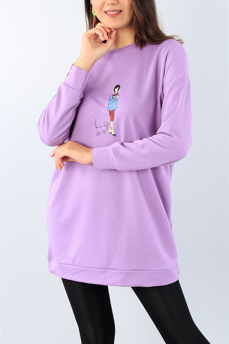Lila Baskılı Tunik 39045