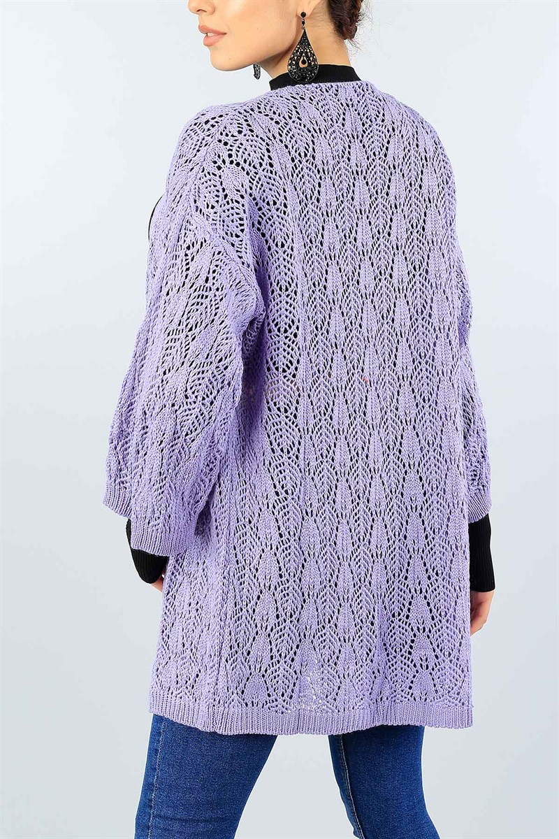 Lila Bayan Örme Triko Hırka 40046
