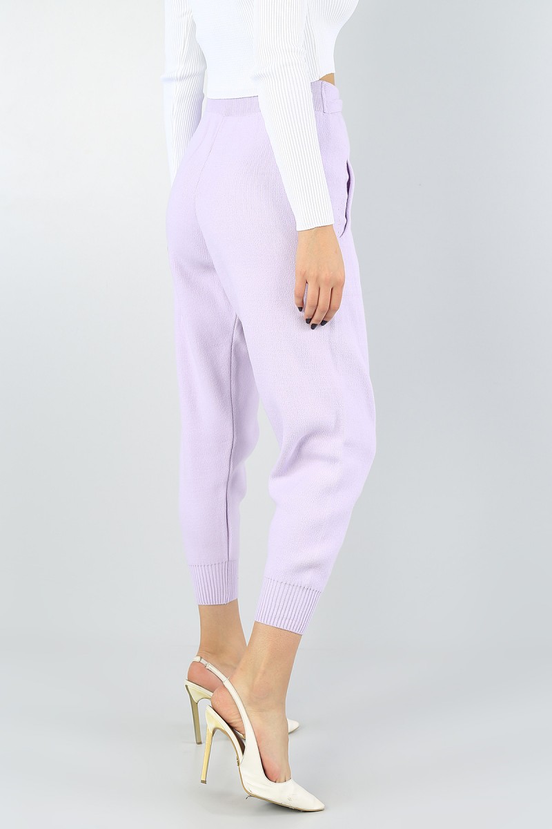 Lila Cepli Bağlamalı Bayan Triko Pantolon 55840
