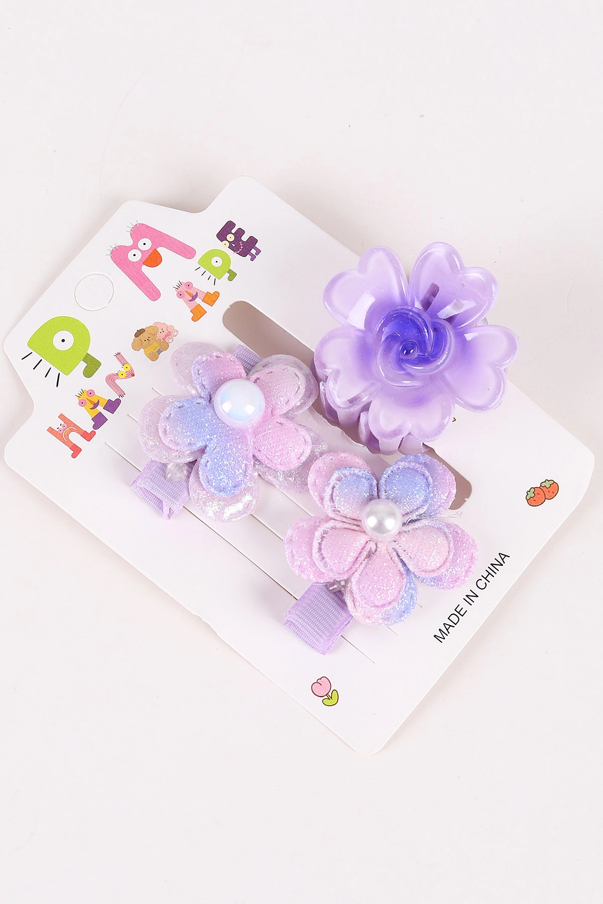 Lila Çoklu Çiçek Model  Mandal ve Pens  Çocuk  Toka Seti 474108