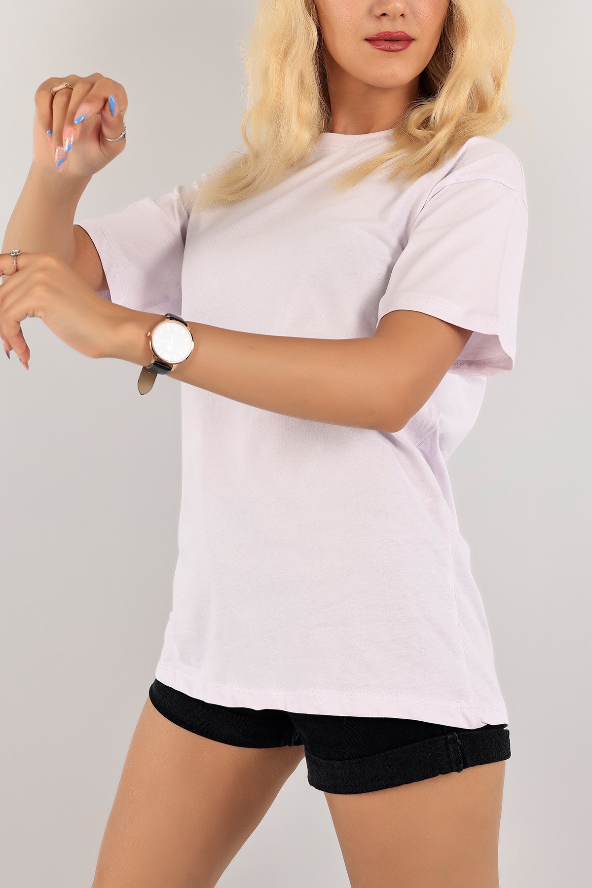 Lila Duble Kol Tişört 125217