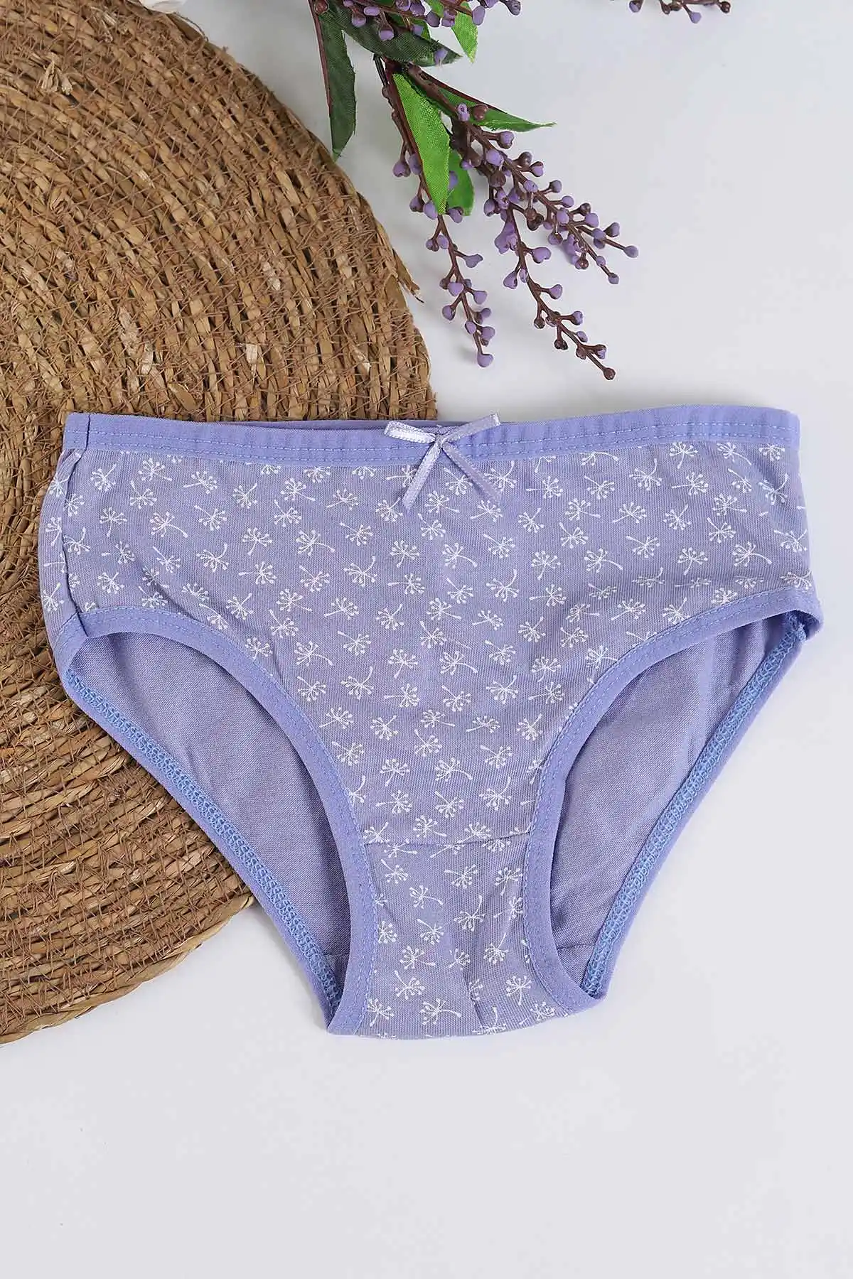Lila Ekru (2-11 Yaş) Baskılı Fiyonklu Kız Çocuk Külot 288740