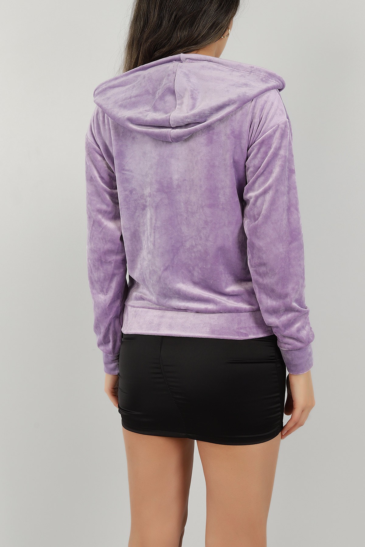 Lila Fermuarlı Kadife Sweat 147281