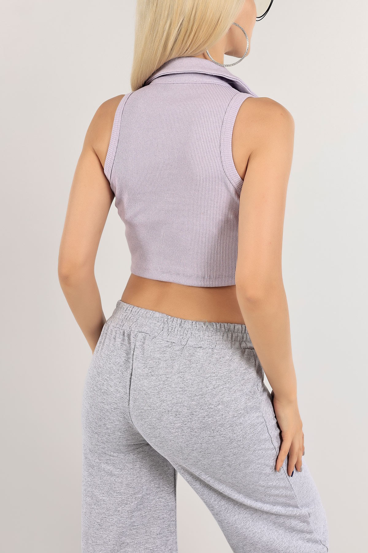 Lila Fitilli Crop Bluz 121314