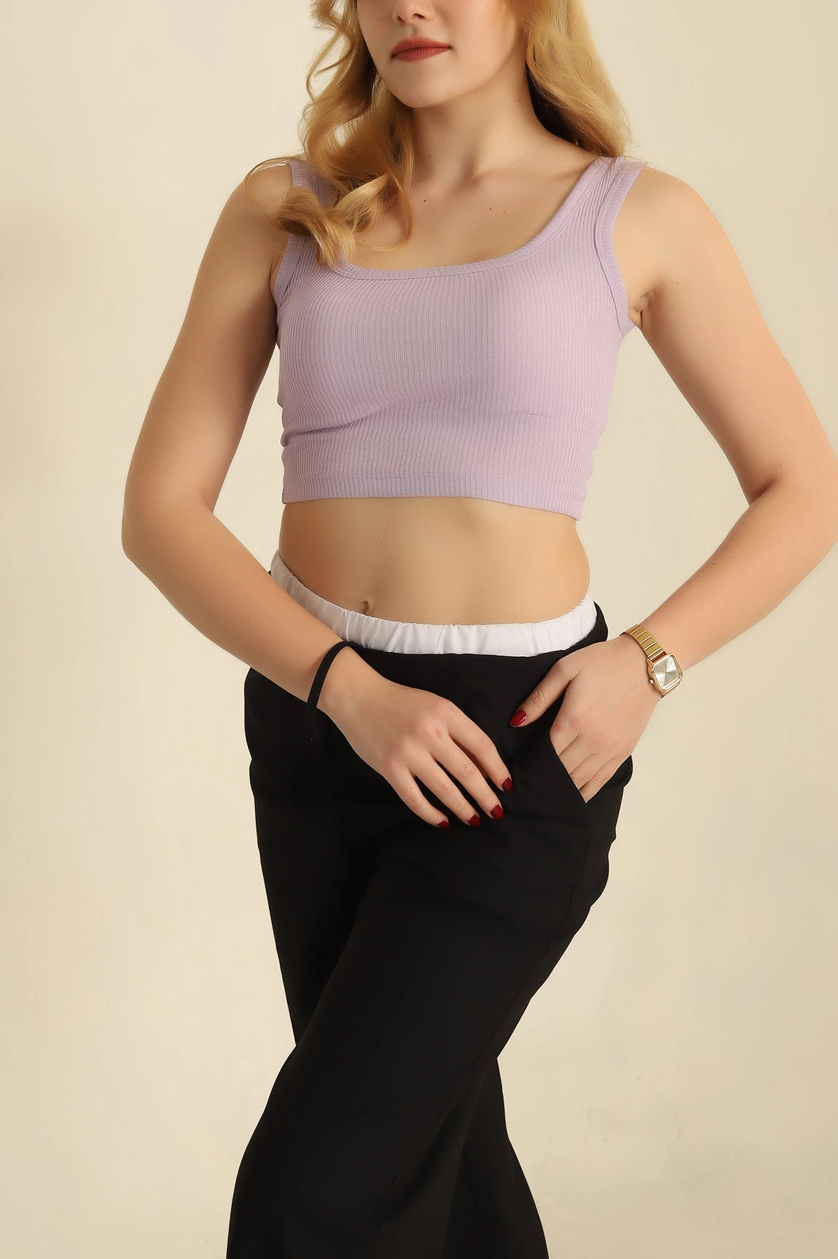 Lila Fitilli Likralı Atlet 248206