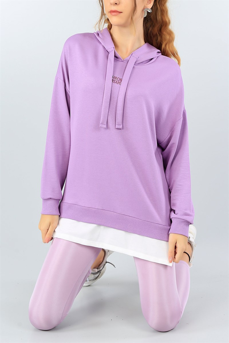 Lila Garnili Likralı Bayan Sweat 41447