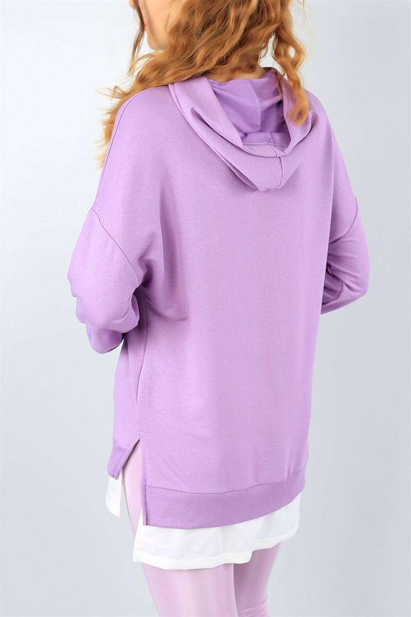 Lila Garnili Likralı Bayan Sweat 41447