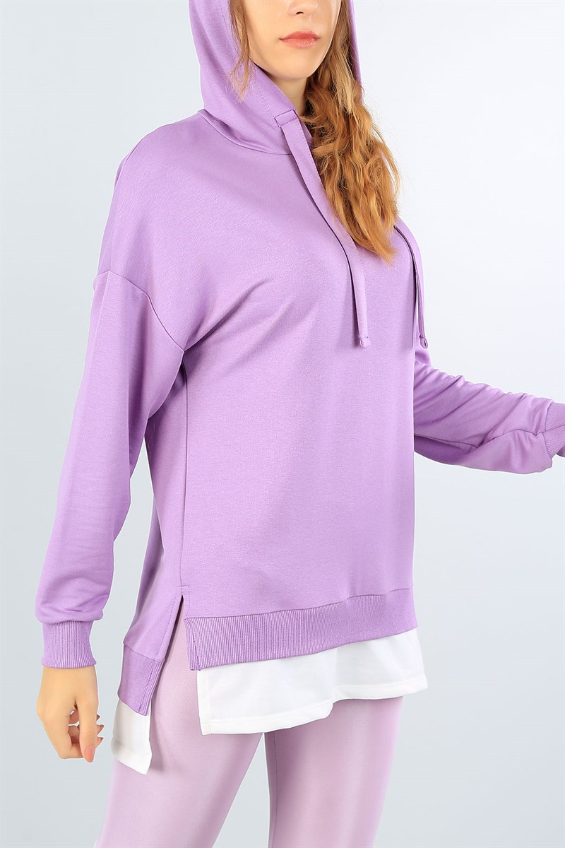Lila Garnili Likralı Bayan Sweat 41447