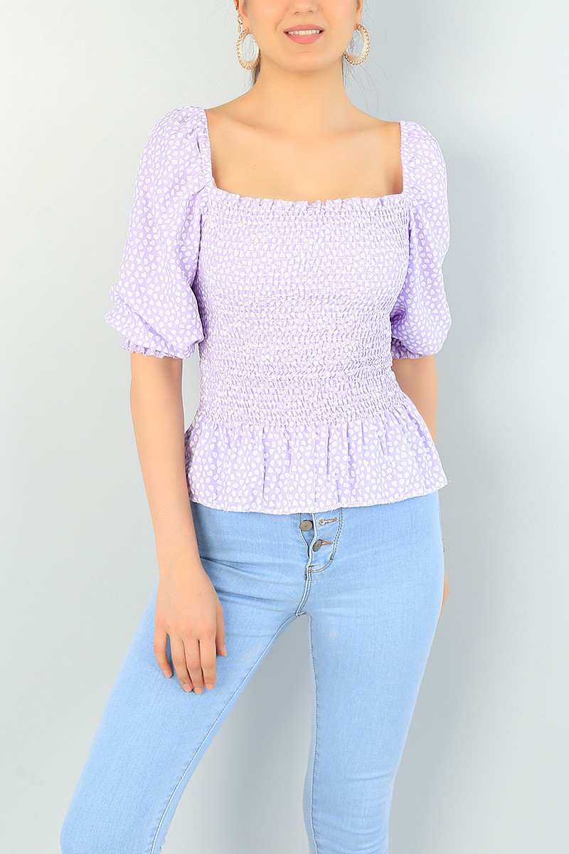 Lila Gipeli Tasarım Dokuma Bluz 66116