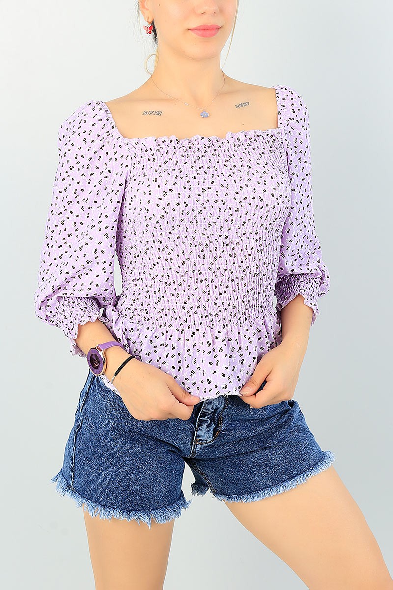 Lila Gipeli Tasarım Dokuma Bluz 66131