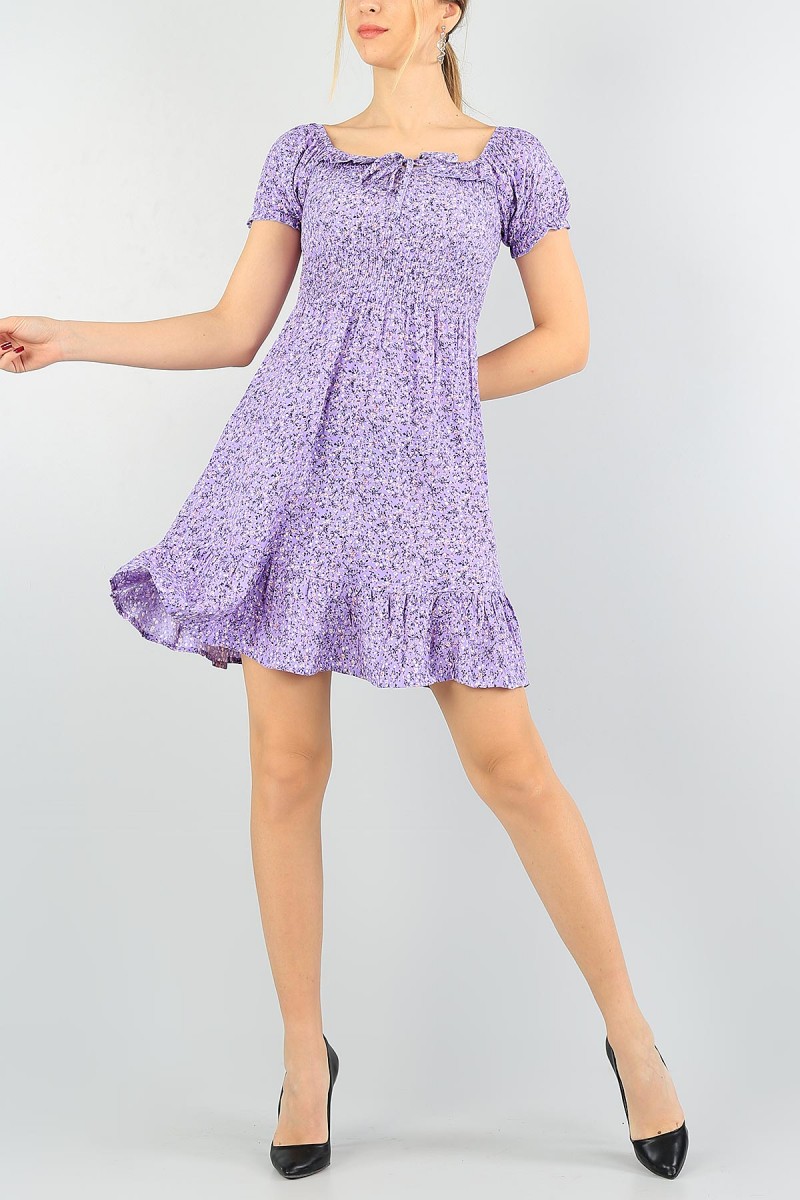 Lila Gipeli Tasarım Mini Dokuma Elbise 58941