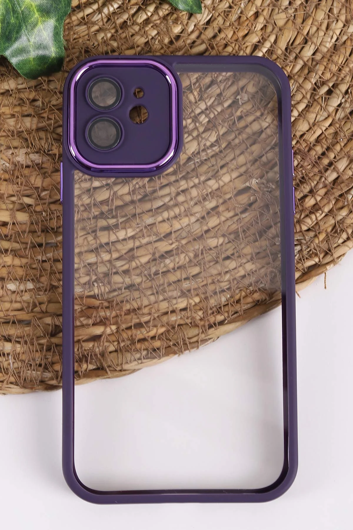 Lila İphone 11 Uyumlu Şeffaf Kamera Korumalı Sert Silikon Telefon Kılıfı 437555