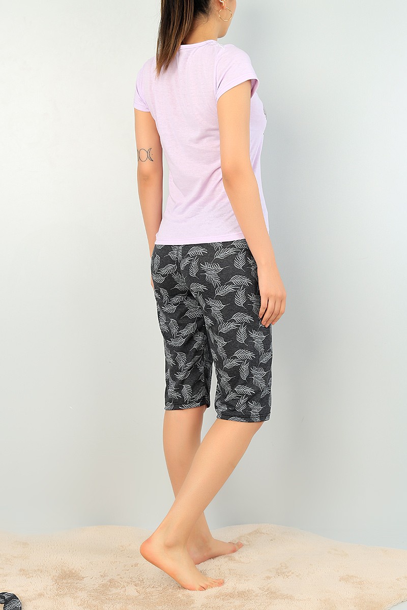 Lila Kapri Şortlu Bayan Pijama Takımı 69897