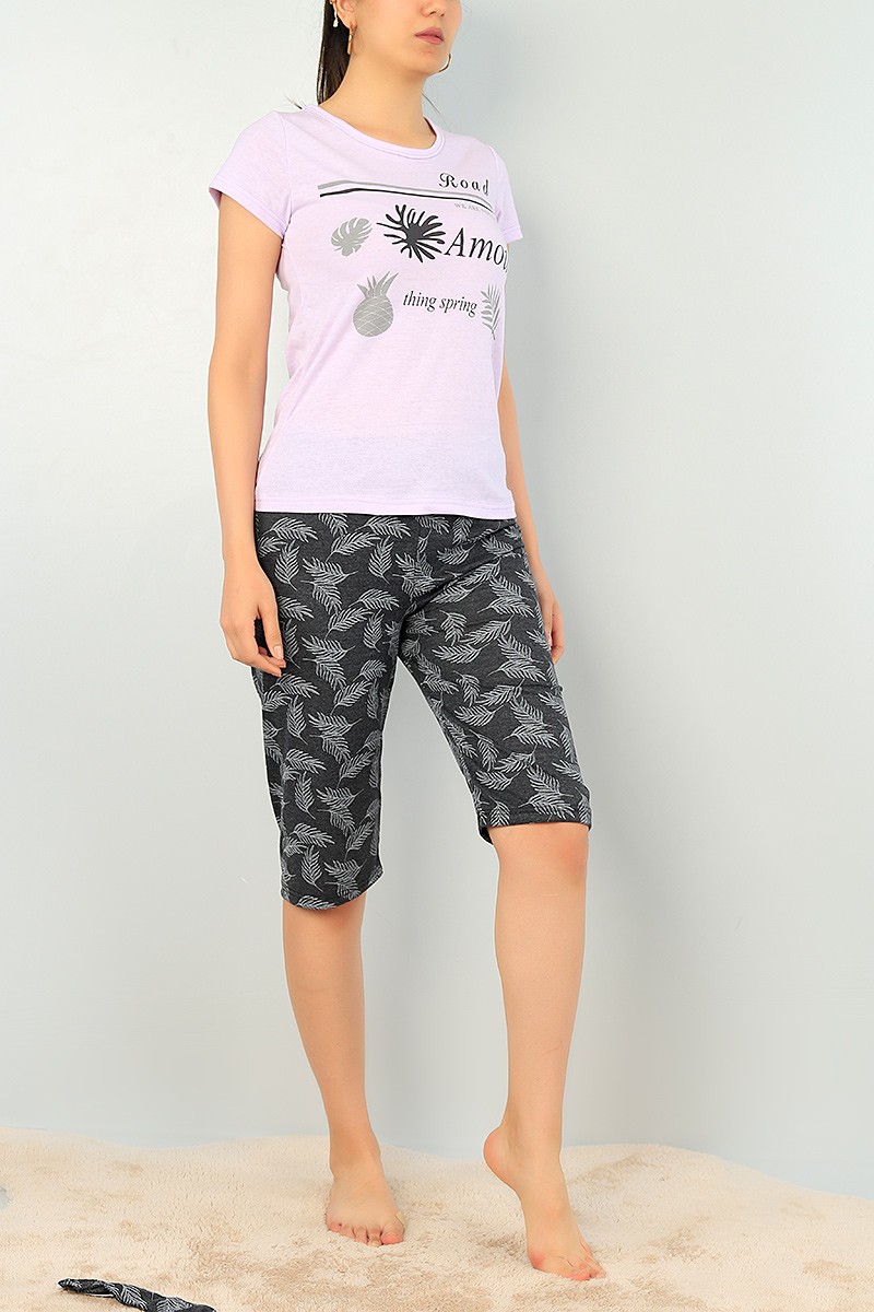 Lila Kapri Şortlu Bayan Pijama Takımı 69897