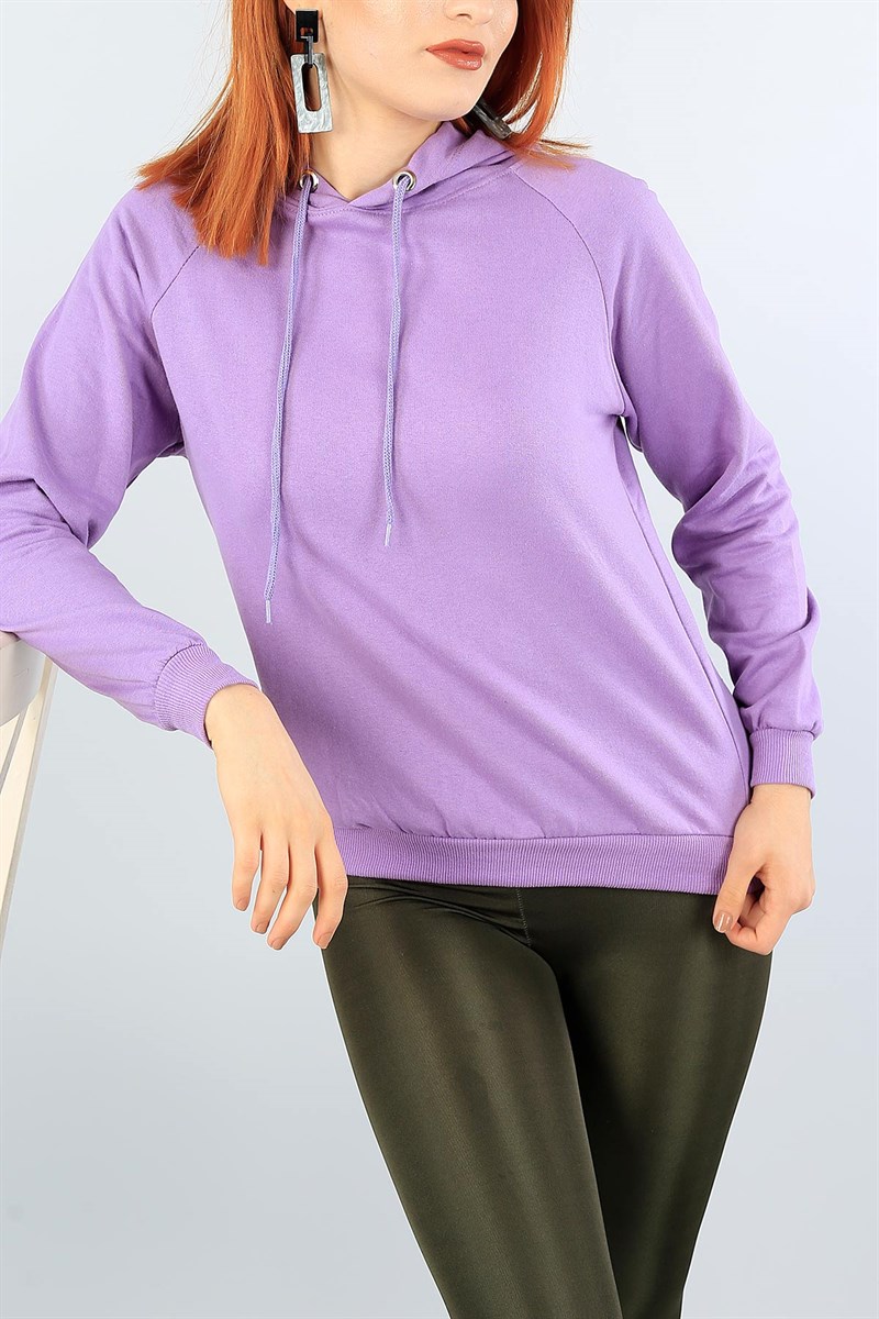 Lila Kapüşonlu Bayan Sweat 40070