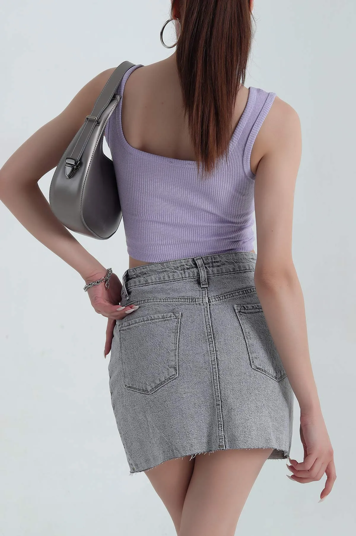 Lila Kare Yaka Crop Atlet 378102