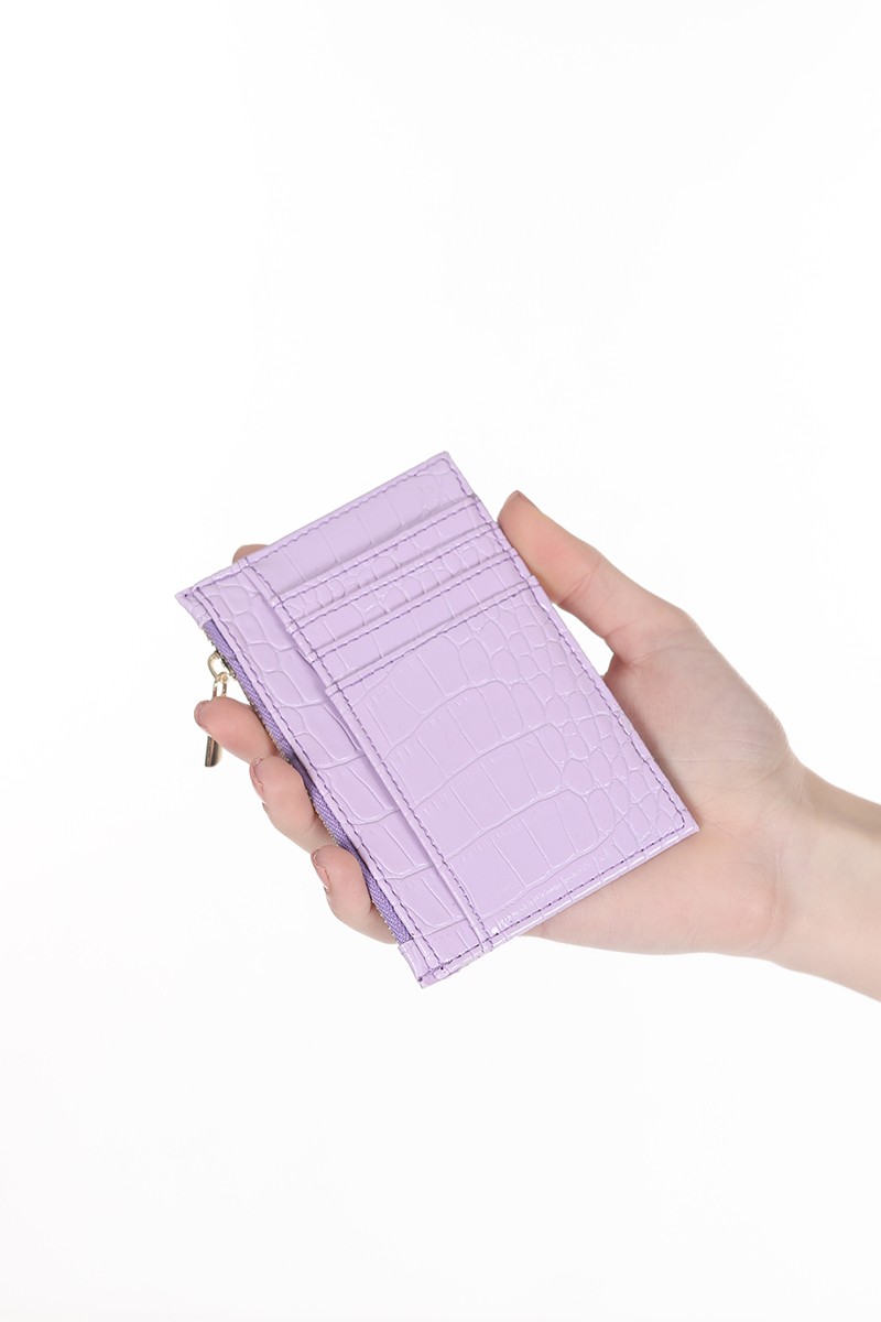 Lila 1040 Kroko Desen Bozuk Para Hazneli Fermuarlı Kartlık Cüzdan 103992