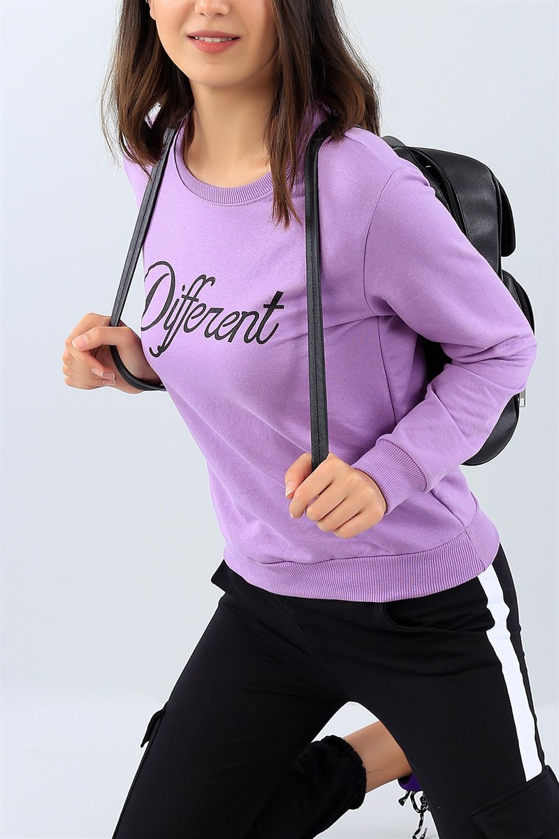 Lila Likralı Bayan Sweat 38658