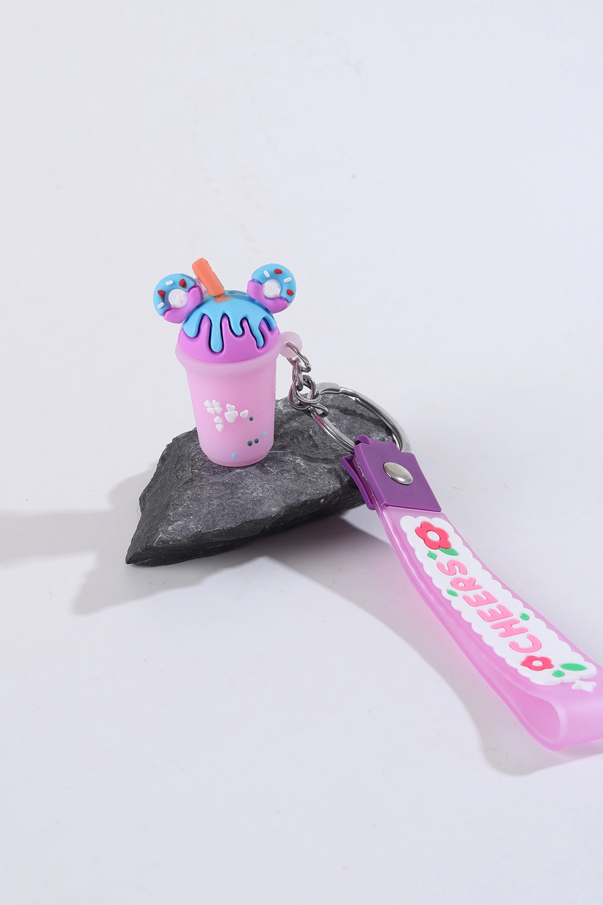 Lila Milkshake Figürlü Silikon Anahtarlık ve Çanta Süsü 304317