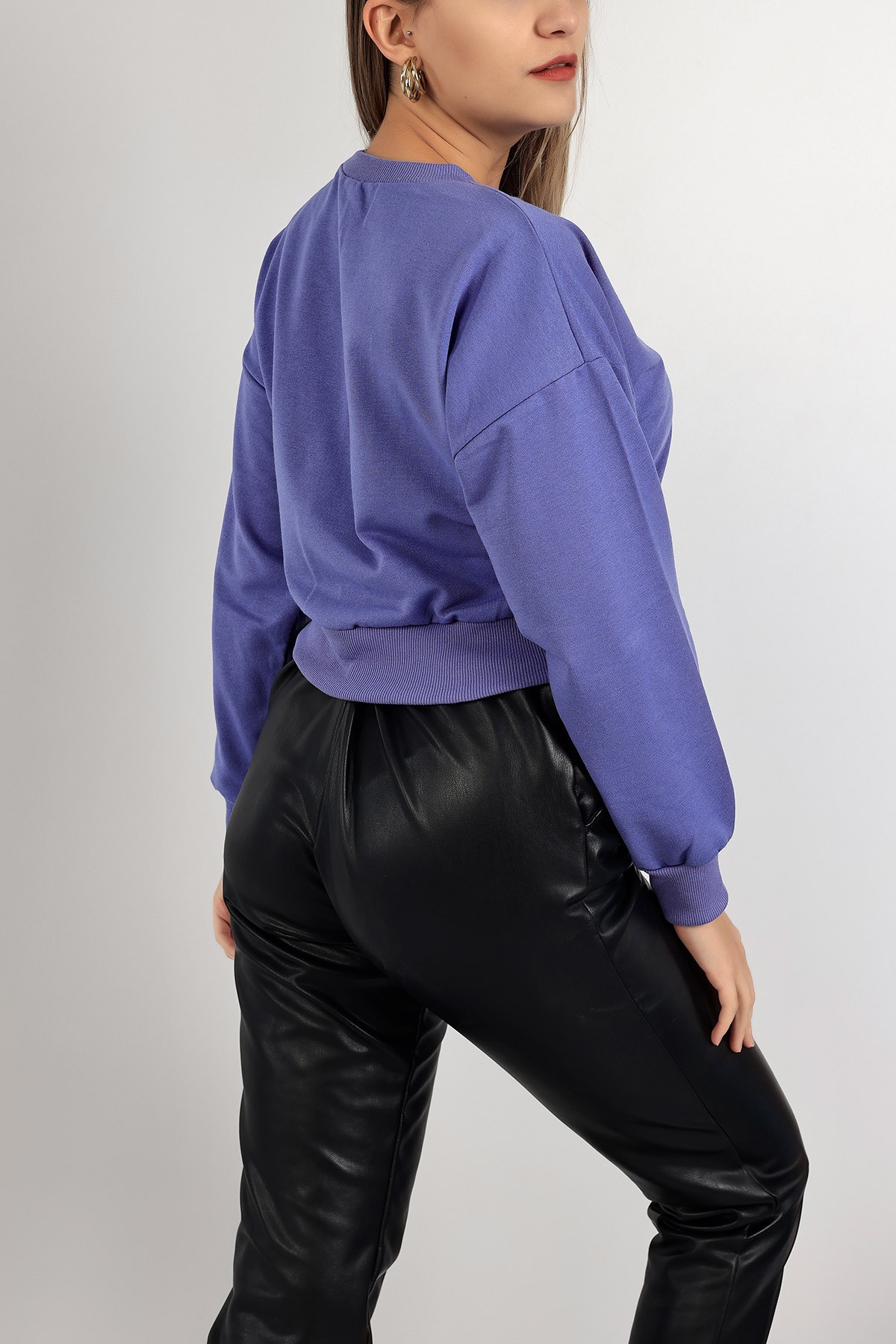 Lila Nakışlı İki İp Sweat 142497