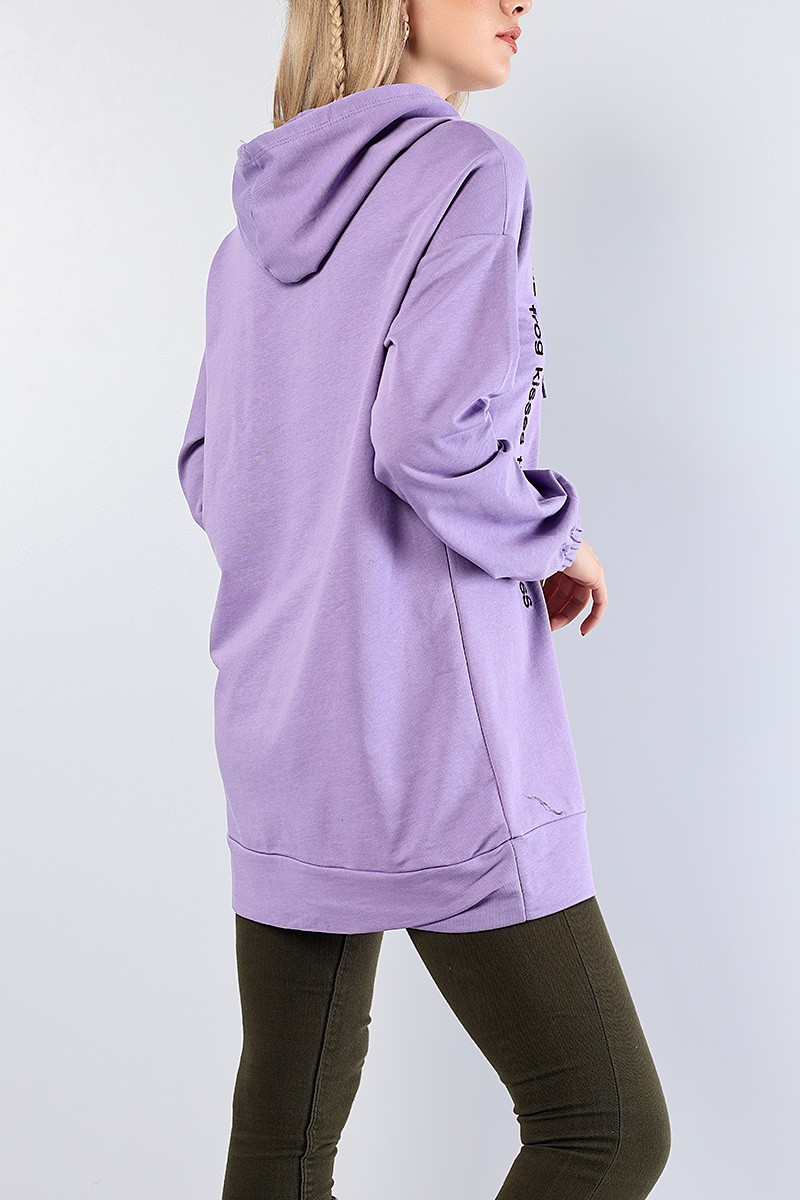 Lila Nakışlı Sweat Tunik 81206