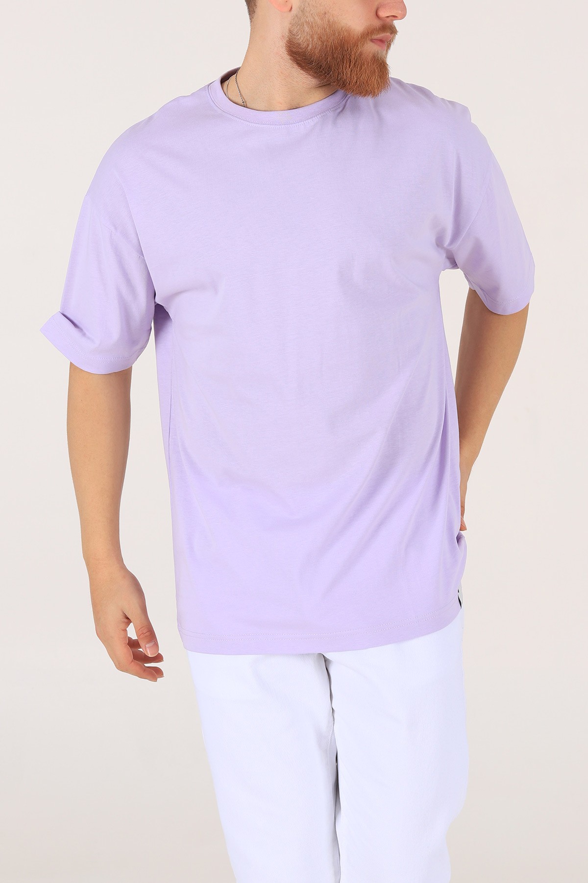 Lila Oversize Erkek Tişört 170997