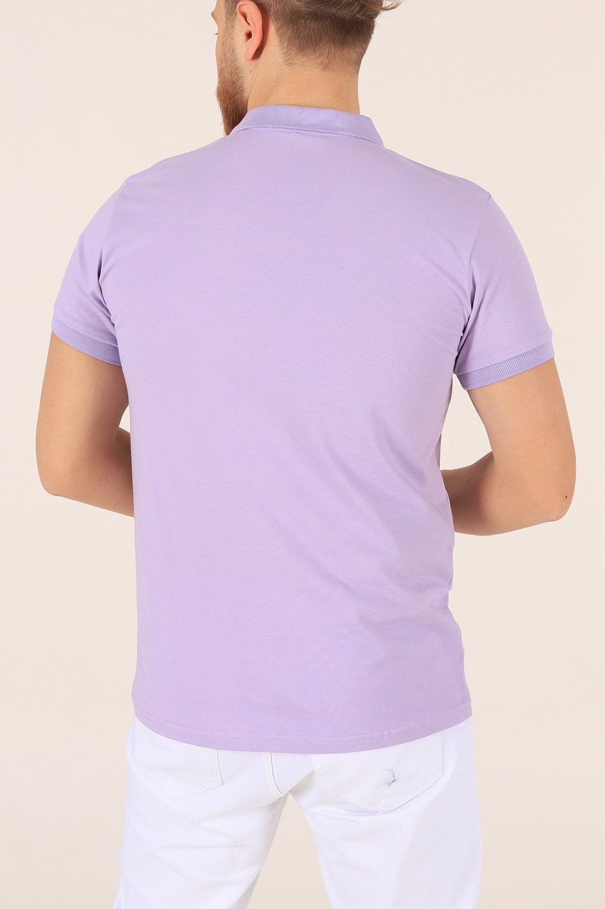 Lila Polo Yaka Dügmeli Erkek Tişört 171493