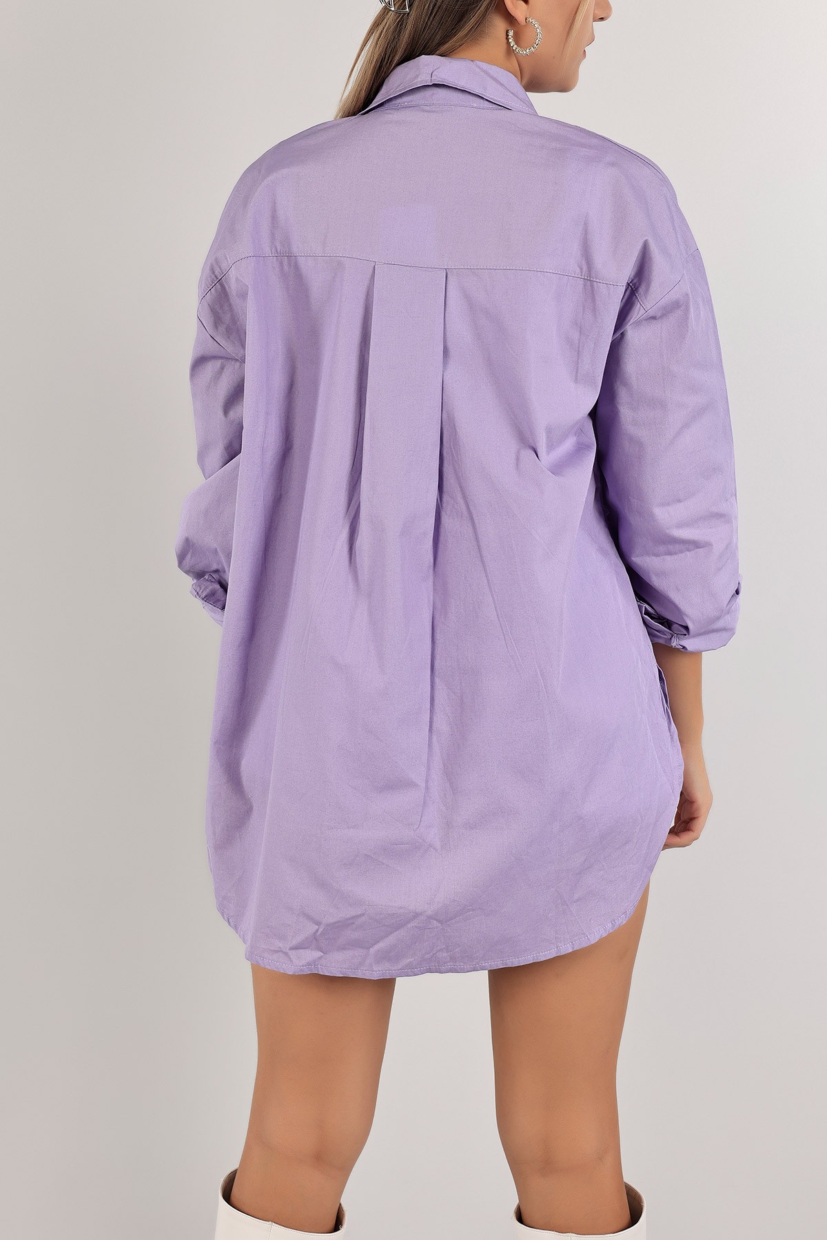 Lila Poplin Kumaş Gömlek Tunik 135695