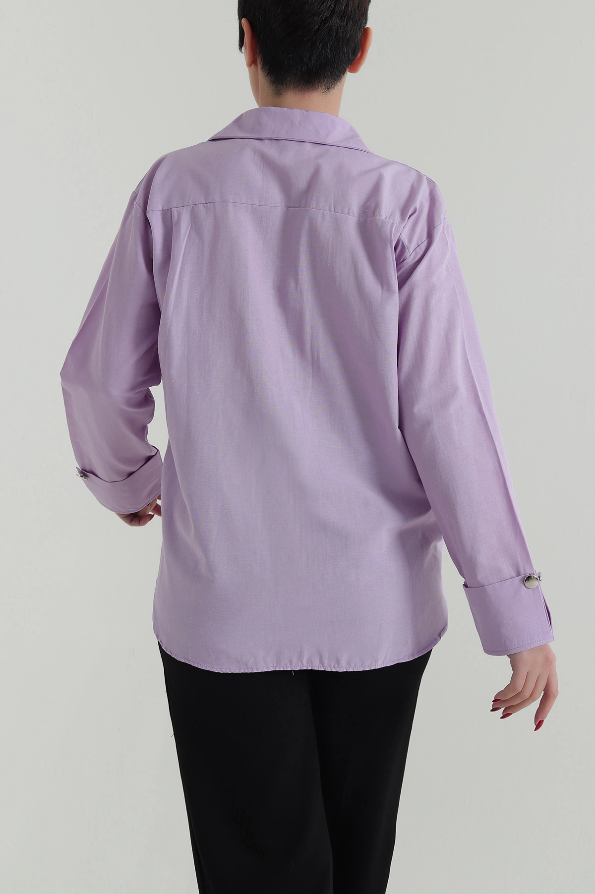 Lila Poplin Kumaş Kadın Gömlek 427904