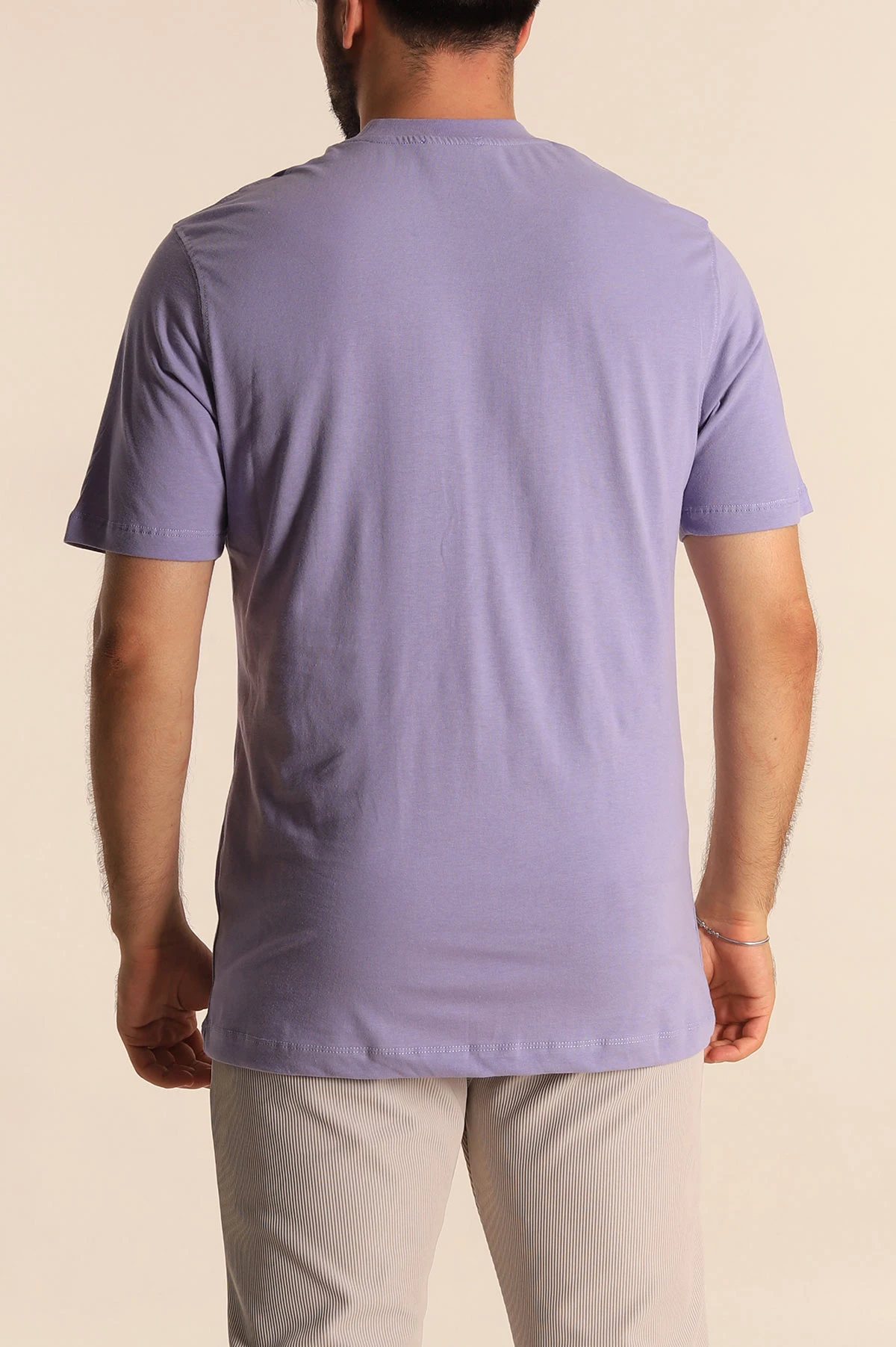 Lila Relaxed Fit Basic Erkek Tişört 279901