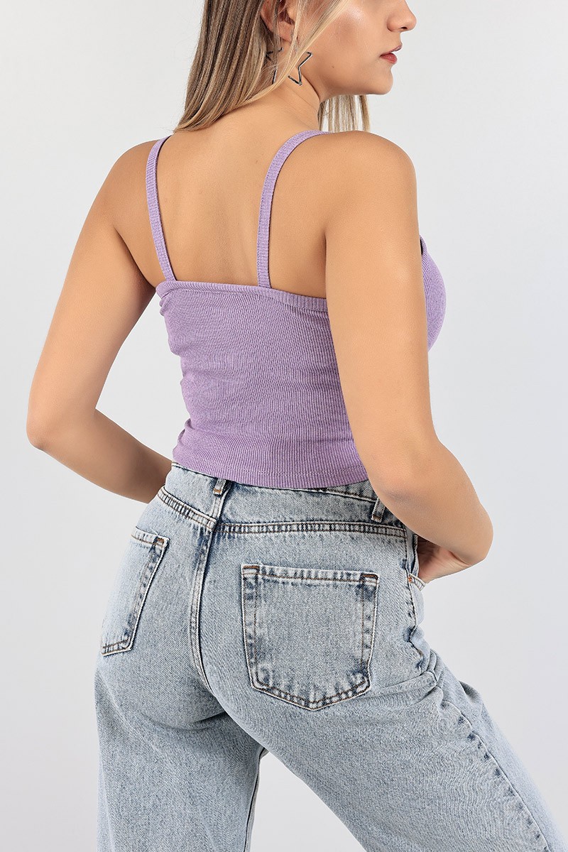 Lila Sıkmalı Fitilli Bluz 97762