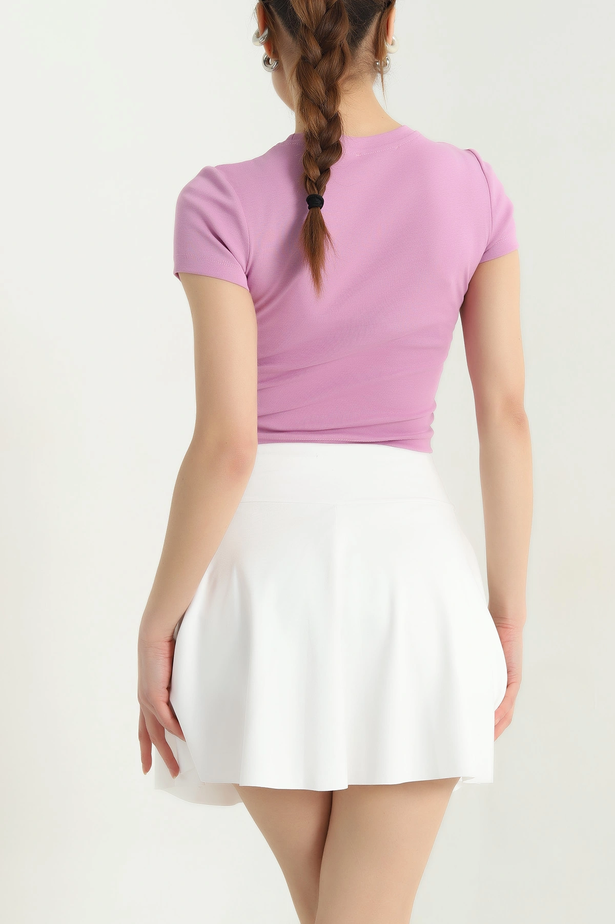 Lila Taş Detay Likralı Crop 338520