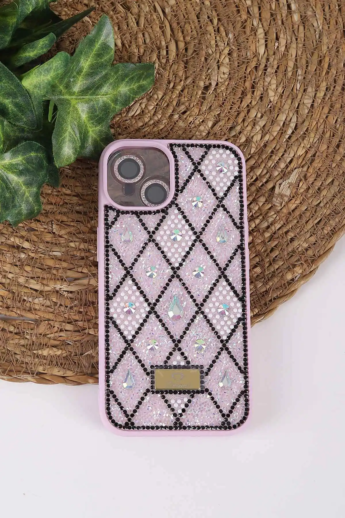 Lila TeknoCase İPhone 13 Uyumlu Dlr Diamond Case Serisi Lens Hediyeli Premium Sert Silikon Telefon Kılıfı 430347