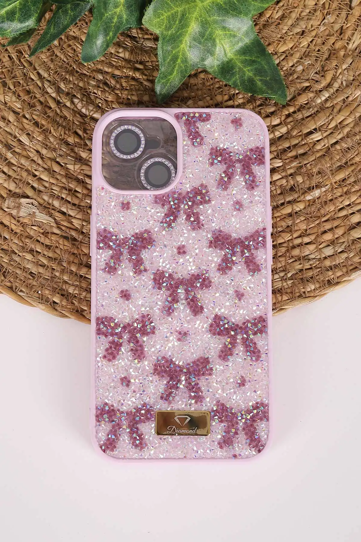 Lila TeknoCase İPhone 13 Uyumlu Perfect Diamond Case Serisi Taşlı Lens Hediyeli Sert Silikon Telefon Kılıfı 480775