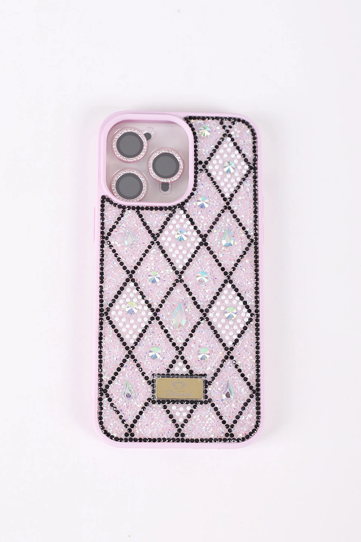 Lila TeknoCase İPhone 14 Pro Max Uyumlu Dlr Diamond Case Serisi Lens Hediyeli Premium Sert Silikon Telefon Kılıfı 430365