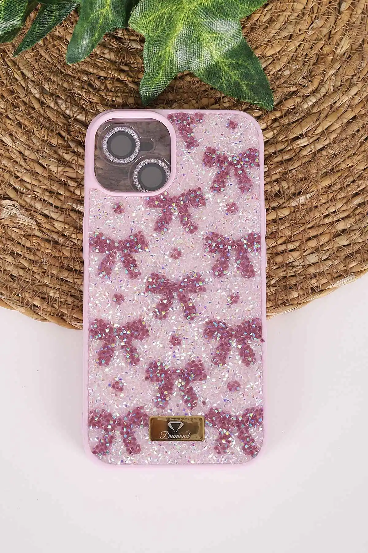 Lila TeknoCase İPhone 14 Uyumlu Perfect Diamond Case Serisi Taşlı Lens Hediyeli Sert Silikon Telefon Kılıfı 480781