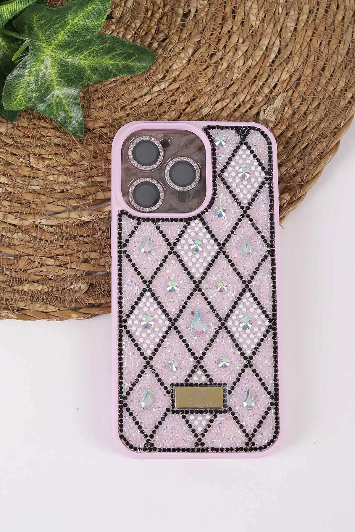 Lila TeknoCase İPhone 15 Pro Max Uyumlu Dlr Diamond Case Serisi Lens Hediyeli Premium Sert Silikon Telefon Kılıfı 430378