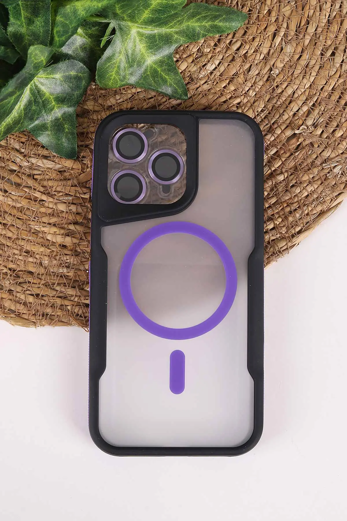 Lila TeknoCase İphone 15 Pro Max Uyumlu Matte Guard Serisi Lens Korumalı Silikon Telefon Kılıfı 472460