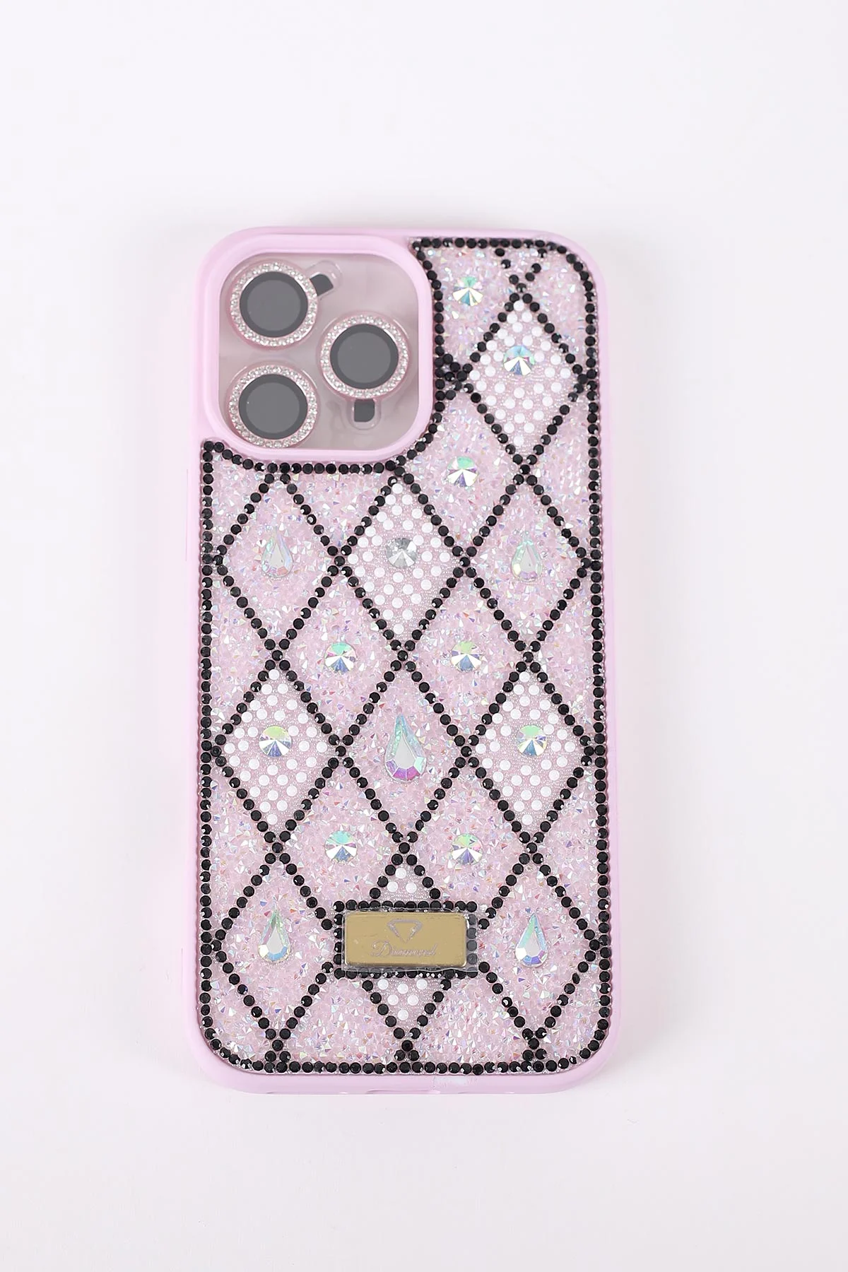 Lila TeknoCase İPhone 16 Pro Max Uyumlu Dlr Diamond Case Serisi Lens Hediyeli Premium Sert Silikon Telefon Kılıfı 430390